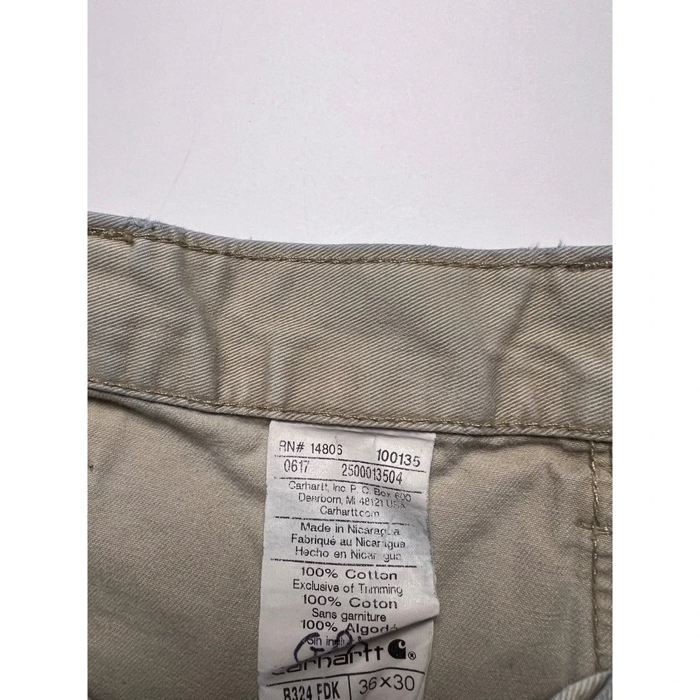 Carhartt Carpenter Pants Mens 36x30 Tan B324 FDK Distressed Workwear Utility
